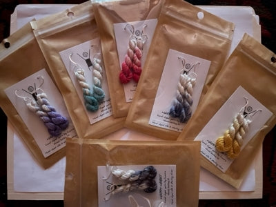 Mini Skein Earrings - Hand dyed silk