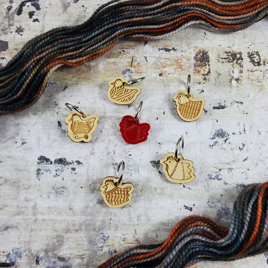 Katrinkles Wooden Chicken Stitch Markers