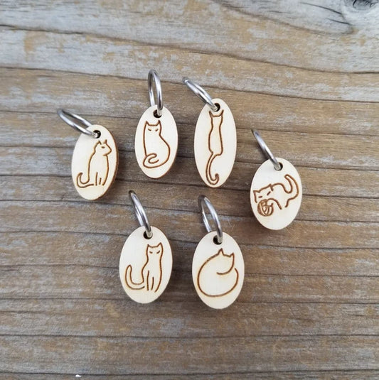 Katrinkles Wooden Cat Stitch Markers